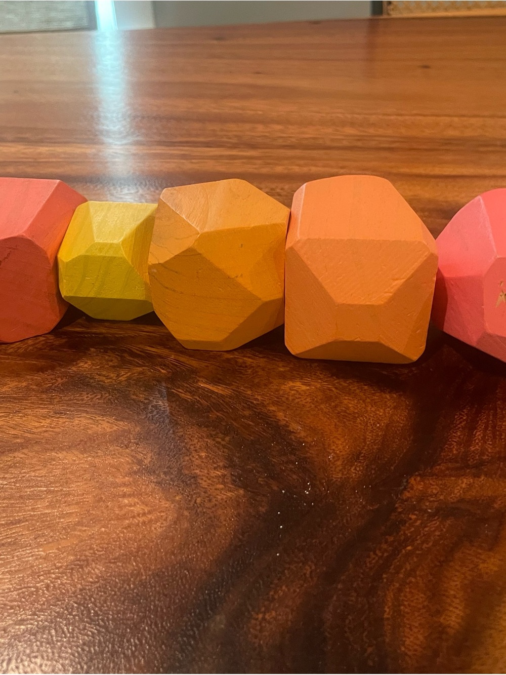 LOVEVERY Colorful Wooden Stacking Stones Toy - Pink, Orange, Yellow - Picture 3 of 3